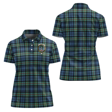 MacKinlay Ancient Tartan Polo Shirt with Family Crest For Women