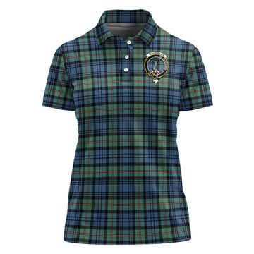 MacKinlay Ancient Tartan Polo Shirt with Family Crest For Women