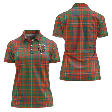 MacKinnon Ancient Tartan Polo Shirt with Family Crest For Women