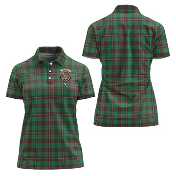 MacKinnon Hunting Ancient Tartan Polo Shirt with Family Crest For Women
