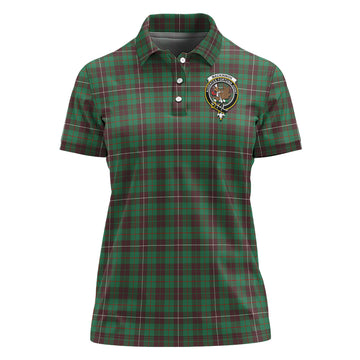 MacKinnon Hunting Ancient Tartan Polo Shirt with Family Crest For Women