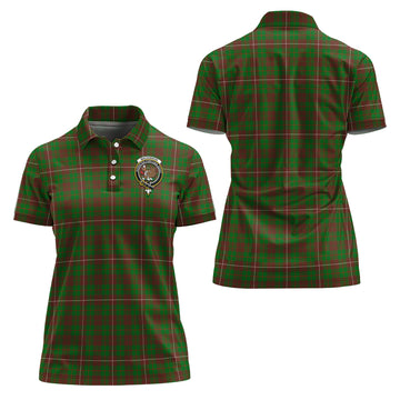 MacKinnon Hunting Modern Tartan Polo Shirt with Family Crest For Women