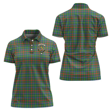 MacKintosh Hunting Ancient Tartan Polo Shirt with Family Crest For Women