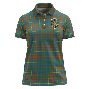 MacKintosh Hunting Ancient Tartan Polo Shirt with Family Crest For Women