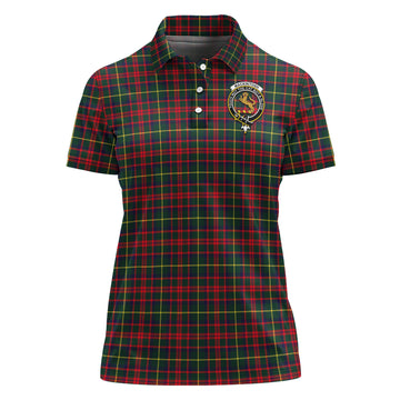 MacKintosh Hunting Modern Tartan Polo Shirt with Family Crest For Women