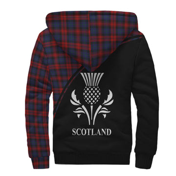 MacLachlan Tartan Sherpa Hoodie with Family Crest Curve Style