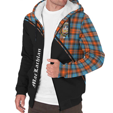 MacLachlan Ancient Tartan Sherpa Hoodie with Family Crest Curve Style