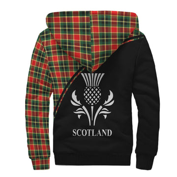 MacLachlan Hunting Modern Tartan Sherpa Hoodie with Family Crest Curve Style