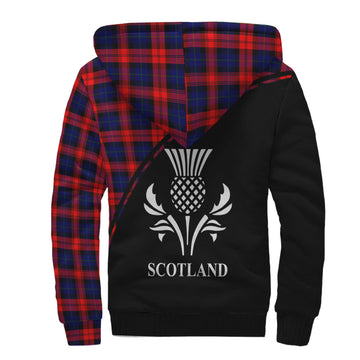 MacLachlan Modern Tartan Sherpa Hoodie with Family Crest Curve Style