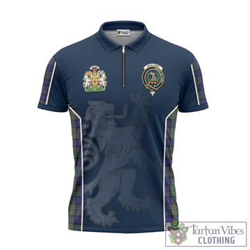 MacLaren Tartan Zipper Polo Shirt with Family Crest and Lion Rampant Vibes Sport Style