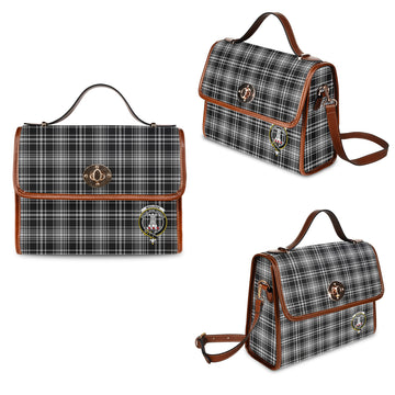 MacLean Black and White Tartan Waterproof Canvas Bag with Family Crest