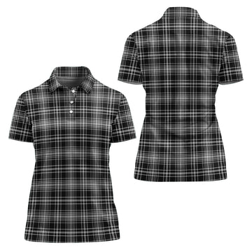 MacLean Black and White Tartan Polo Shirt For Women