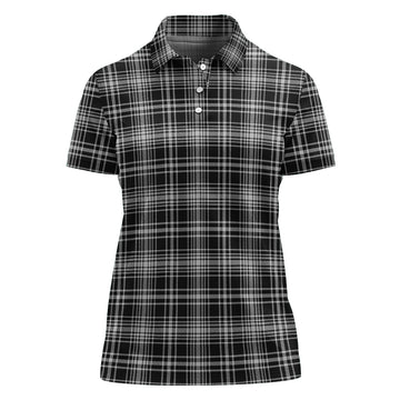 MacLean Black and White Tartan Polo Shirt For Women