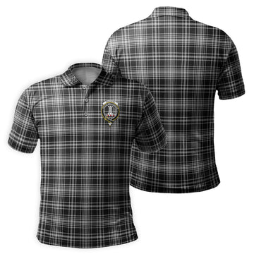 MacLean Black and White Tartan Men's Polo Shirt with Family Crest