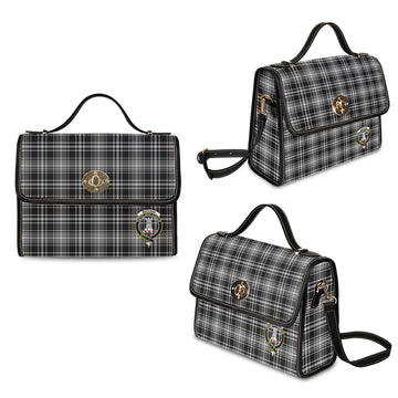 MacLean Black and White Tartan Waterproof Canvas Bag with Family Crest