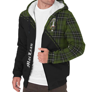 MacLean Hunting Tartan Sherpa Hoodie with Family Crest Curve Style