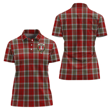 MacLean of Duart Dress Red Tartan Polo Shirt with Family Crest For Women