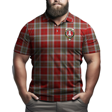 MacLean of Duart Dress Red Tartan Men's Polo Shirt with Family Crest