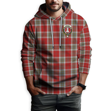 MacLean of Duart Dress Red Tartan Hoodie with Family Crest