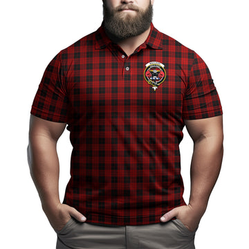MacLeod Black and Red Tartan Men's Polo Shirt with Family Crest