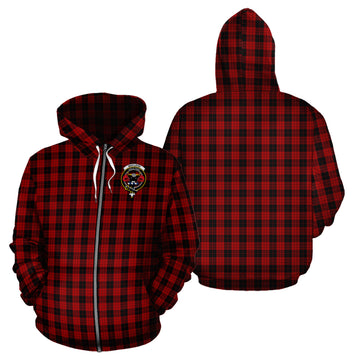 MacLeod Black and Red Tartan Hoodie with Family Crest