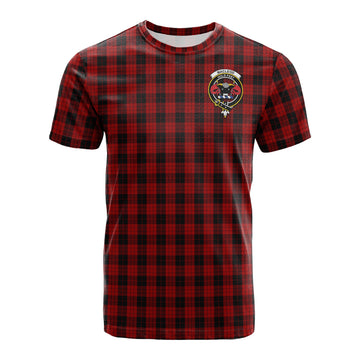 MacLeod Black and Red Tartan T-Shirt with Family Crest