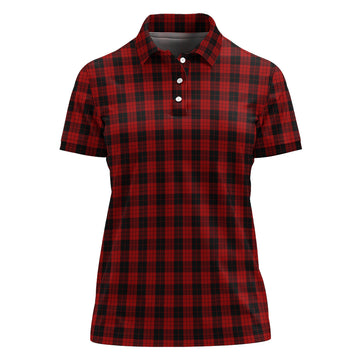 MacLeod Black and Red Tartan Polo Shirt For Women