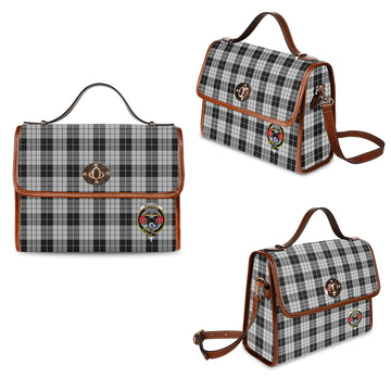 MacLeod Black and White Tartan Waterproof Canvas Bag with Family Crest