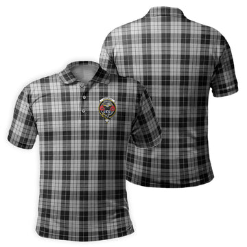 MacLeod Black and White Tartan Men's Polo Shirt with Family Crest