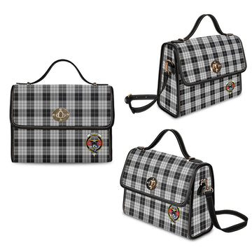 MacLeod Black and White Tartan Waterproof Canvas Bag with Family Crest