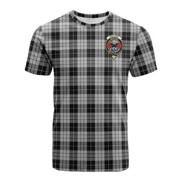 MacLeod Black and White Tartan T-Shirt with Family Crest