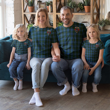 MacLeod Green Tartan T-Shirt with Family Crest
