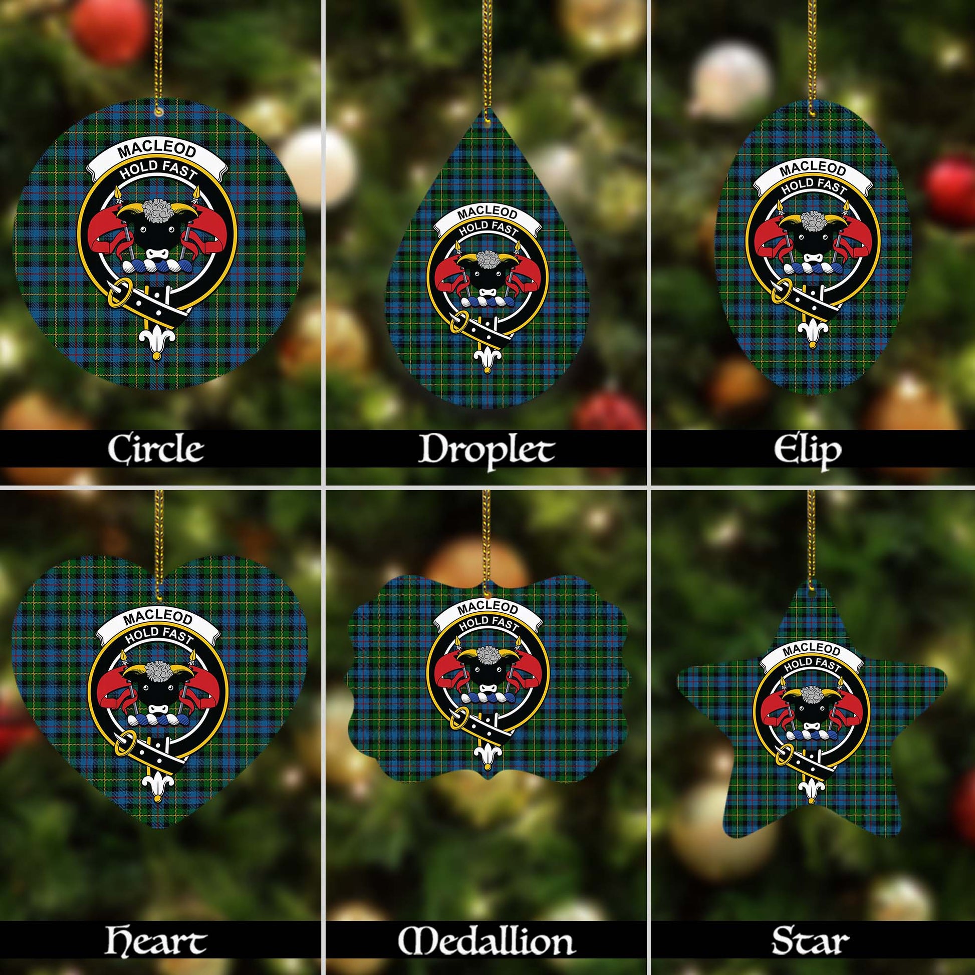 MacLeod of Skye Tartan Christmas Ornaments with Family Crest - Tartanvibesclothing