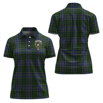 MacMillan Hunting Tartan Polo Shirt with Family Crest For Women