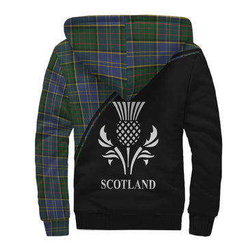 MacMillan Hunting Tartan Sherpa Hoodie with Family Crest Curve Style