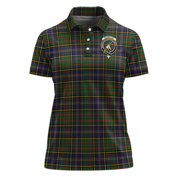 MacMillan Hunting Modern Tartan Polo Shirt with Family Crest For Women