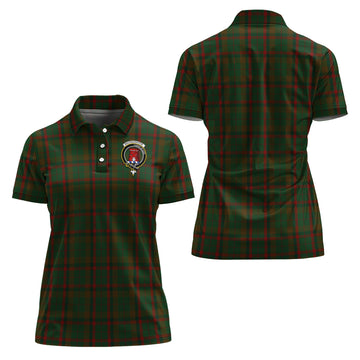 Macnaughton Hunting Tartan Polo Shirt with Family Crest For Women