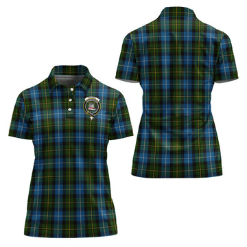 MacNeil of Barra Tartan Polo Shirt with Family Crest For Women