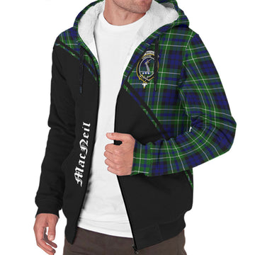MacNeil of Colonsay Modern Tartan Sherpa Hoodie with Family Crest Curve Style