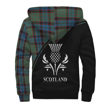 MacNicol Hunting Tartan Sherpa Hoodie with Family Crest Curve Style