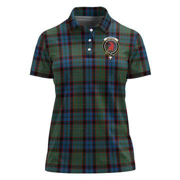 MacNicol Hunting Tartan Polo Shirt with Family Crest For Women