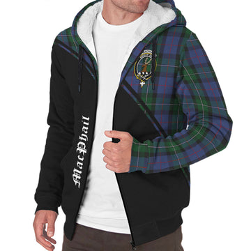 MacPhail Hunting Tartan Sherpa Hoodie with Family Crest Curve Style