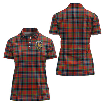 MacPherson Ancient Tartan Polo Shirt with Family Crest For Women