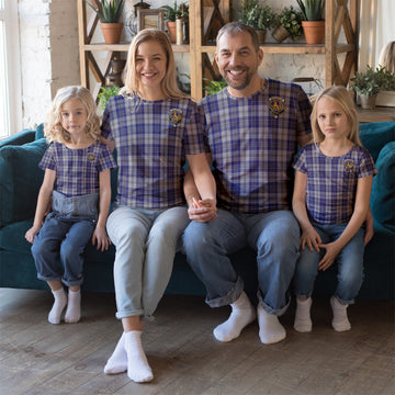 MacPherson Dress Blue Tartan T-Shirt with Family Crest