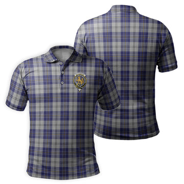 MacPherson Dress Blue Tartan Men's Polo Shirt with Family Crest