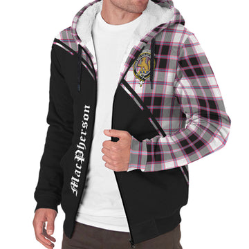 MacPherson Hunting Modern Tartan Sherpa Hoodie with Family Crest Curve Style