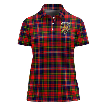 MacPherson Modern Tartan Polo Shirt with Family Crest For Women