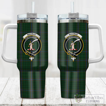 MacRae Tartan and Family Crest Tumbler with Handle
