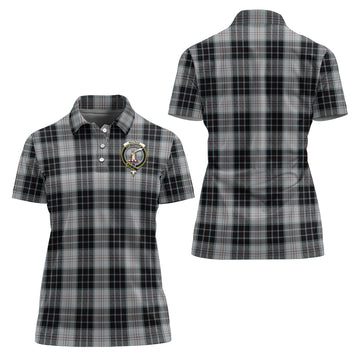 MacRae Dress Tartan Polo Shirt with Family Crest For Women