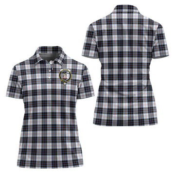 MacRae Dress Modern Tartan Polo Shirt with Family Crest For Women